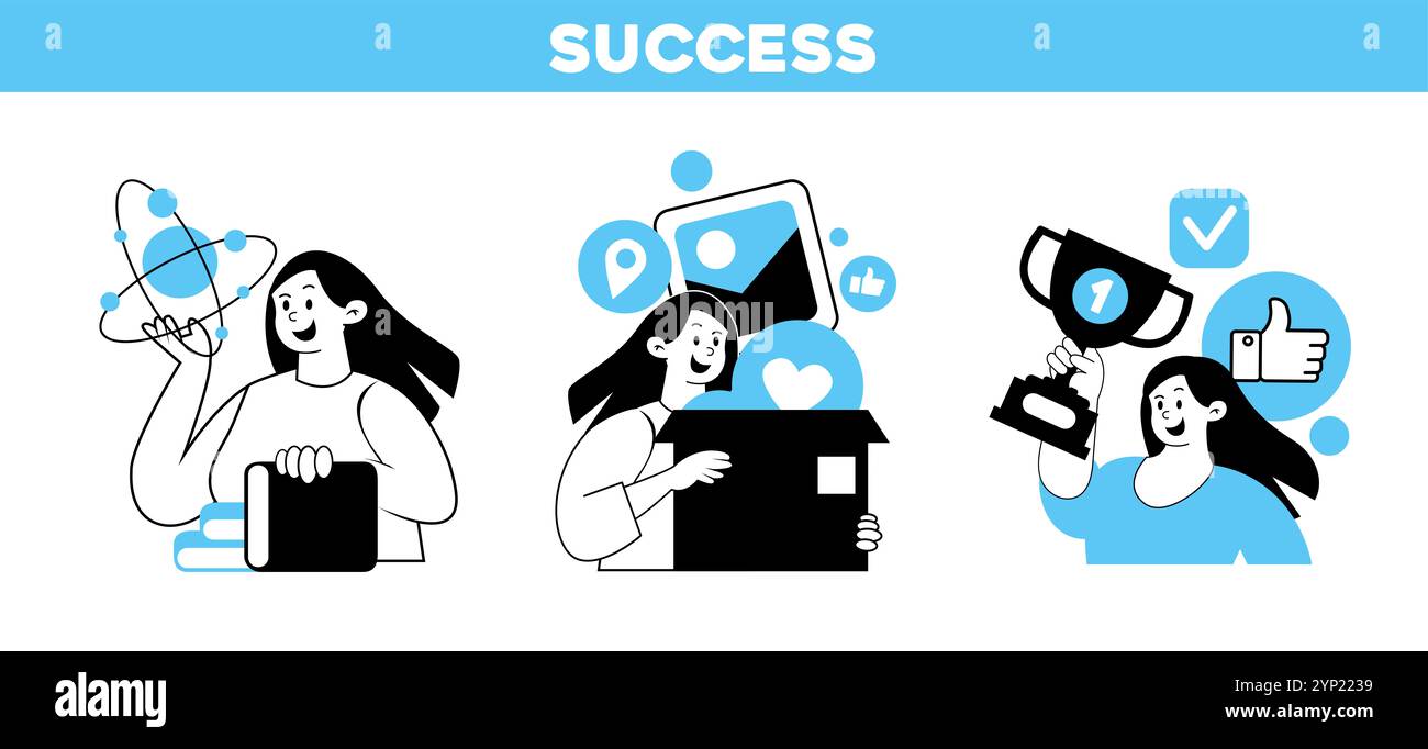 creazione di business online, concetto di successo dei social media Foto Stock