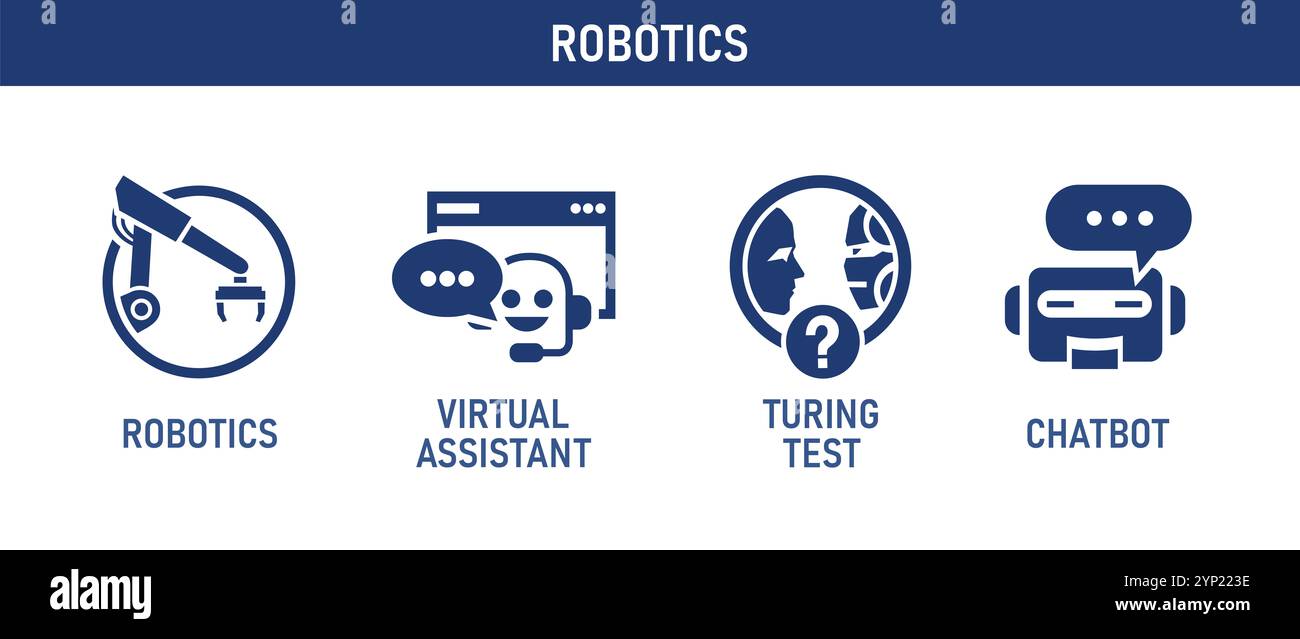 Set di icone per robotica, automazione, illustrazione Foto Stock