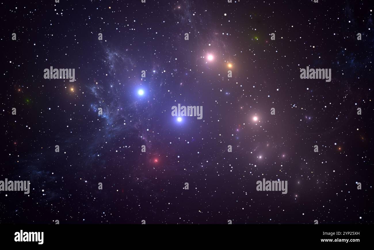 Sfondo spaziale con stelle colorate Foto Stock