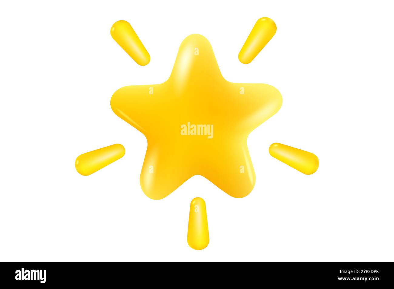 Icona vettoriale della stella gialla in stile 3D realistico. Risultati ottenuti per giochi o feedback di valutazione dei clienti del sito Web. Illustrazione vettoriale della stella in kawaii Illustrazione Vettoriale