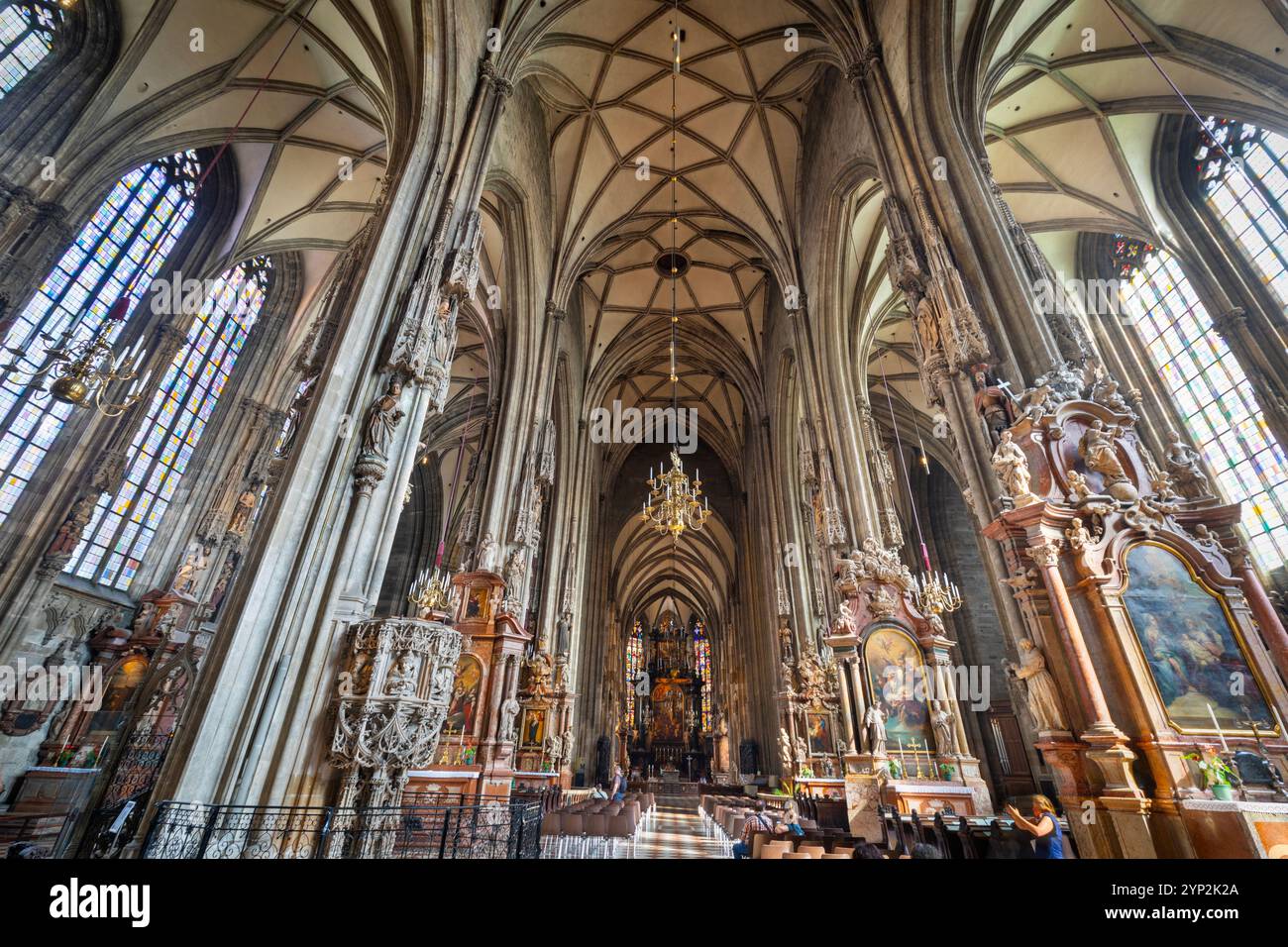 Cattedrale di Santo Stefano, foto degli interni, sito patrimonio dell'umanità dell'UNESCO, Vienna, Austria, Europa Foto Stock
