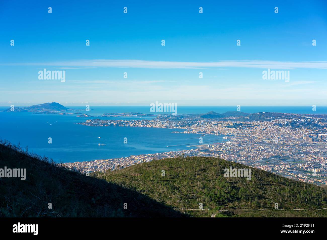 Punto panoramico della città di Napoli dal vulcano Vesuvio, Napoli, Campania, Italia, Europa Foto Stock