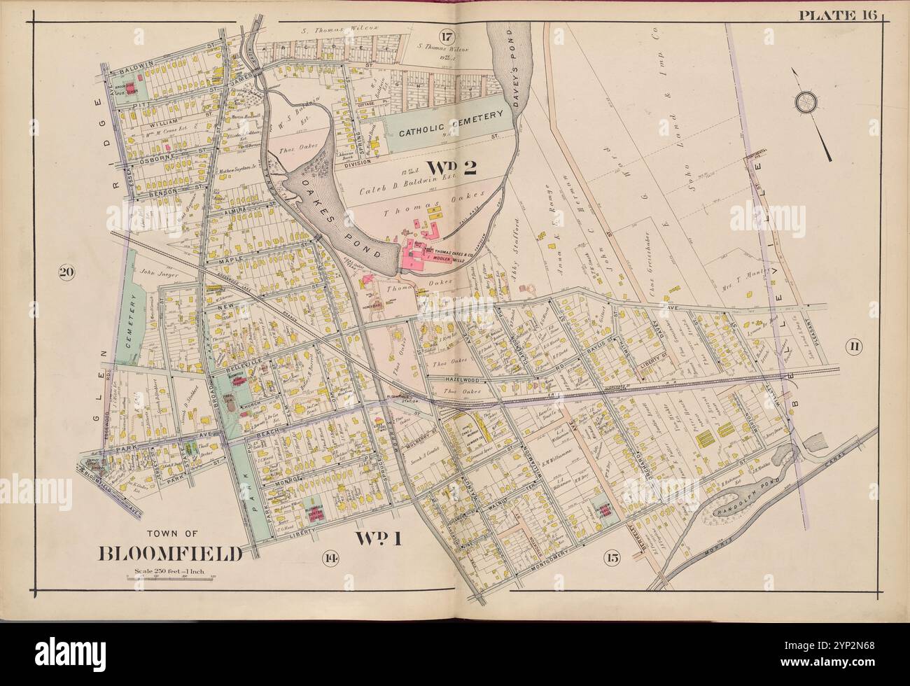 Essex County, V. 3, Double Page Plate No. 16 [Mappa delimitata da James St., Pleasant St., Morris Canal, Liberty St., Essex Ave.] 1906 di A.H. Mueller (editore) Foto Stock