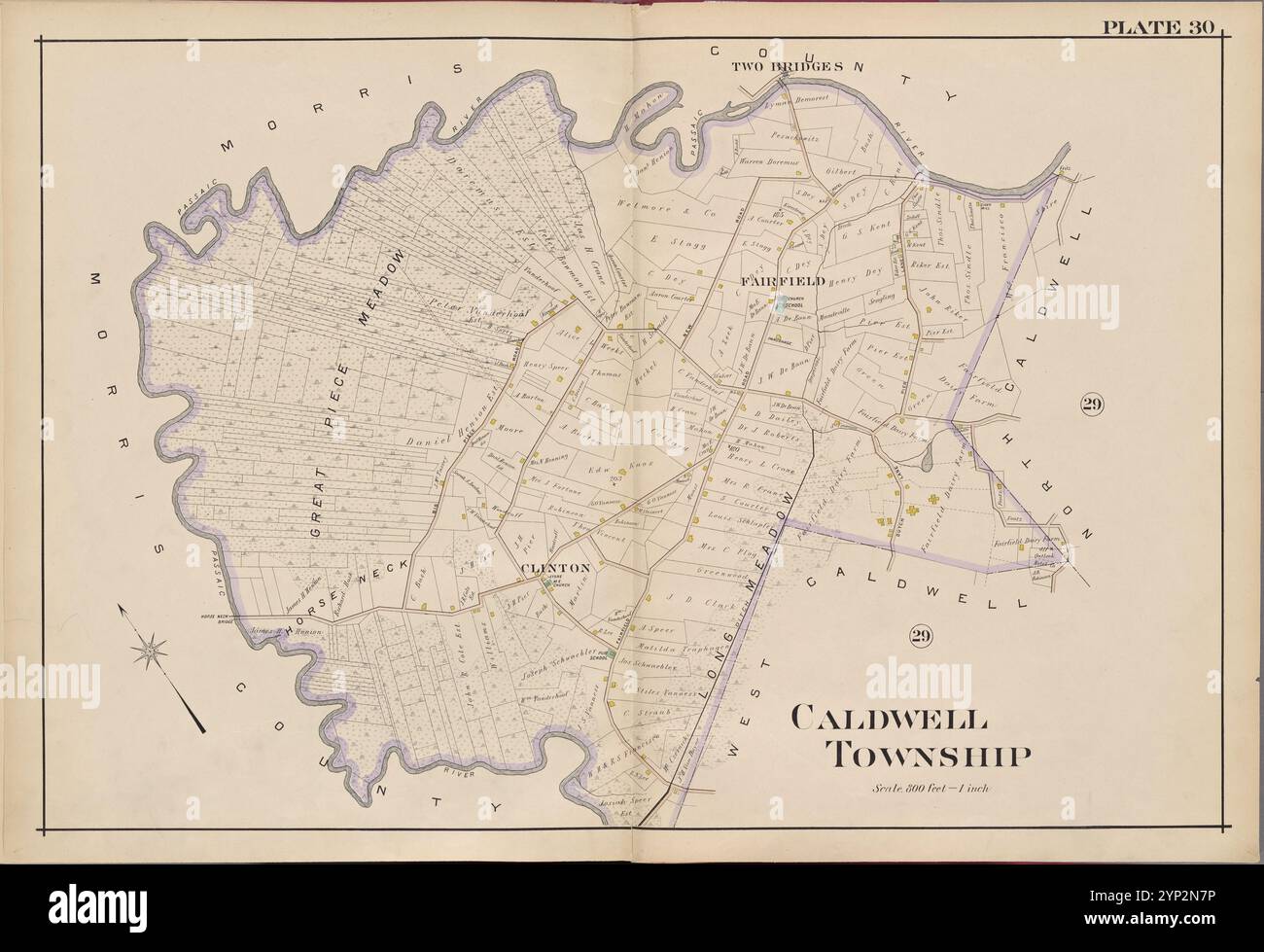 Essex County, V. 3, Double Page Plate No. 30 [MAP bounded by Caldwell Township] 1906 di A.H. Mueller (editore) Foto Stock