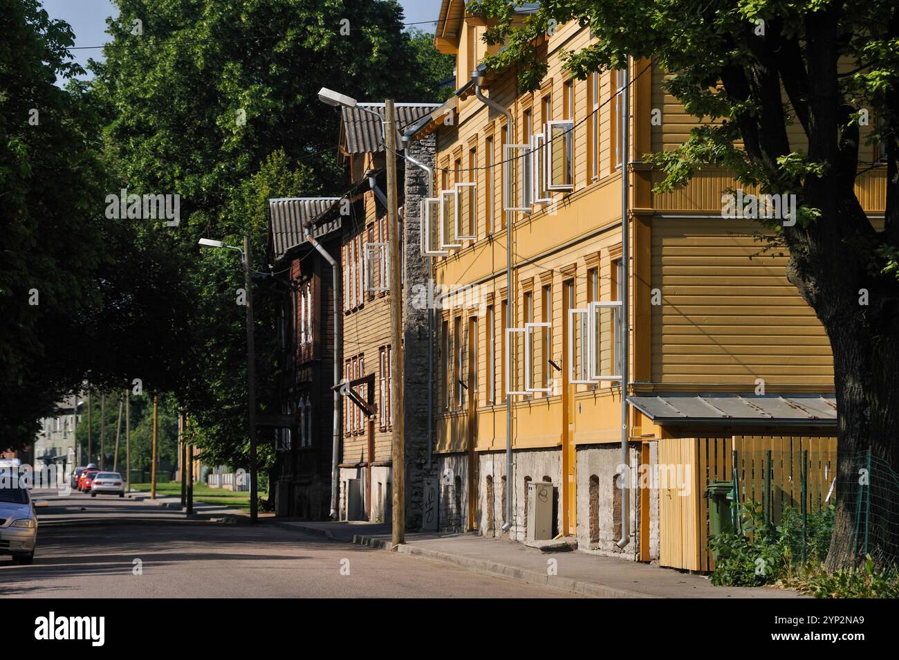 Case di legno del distretto di Kalamaja, Tallinn, Estonia, Europa Foto Stock