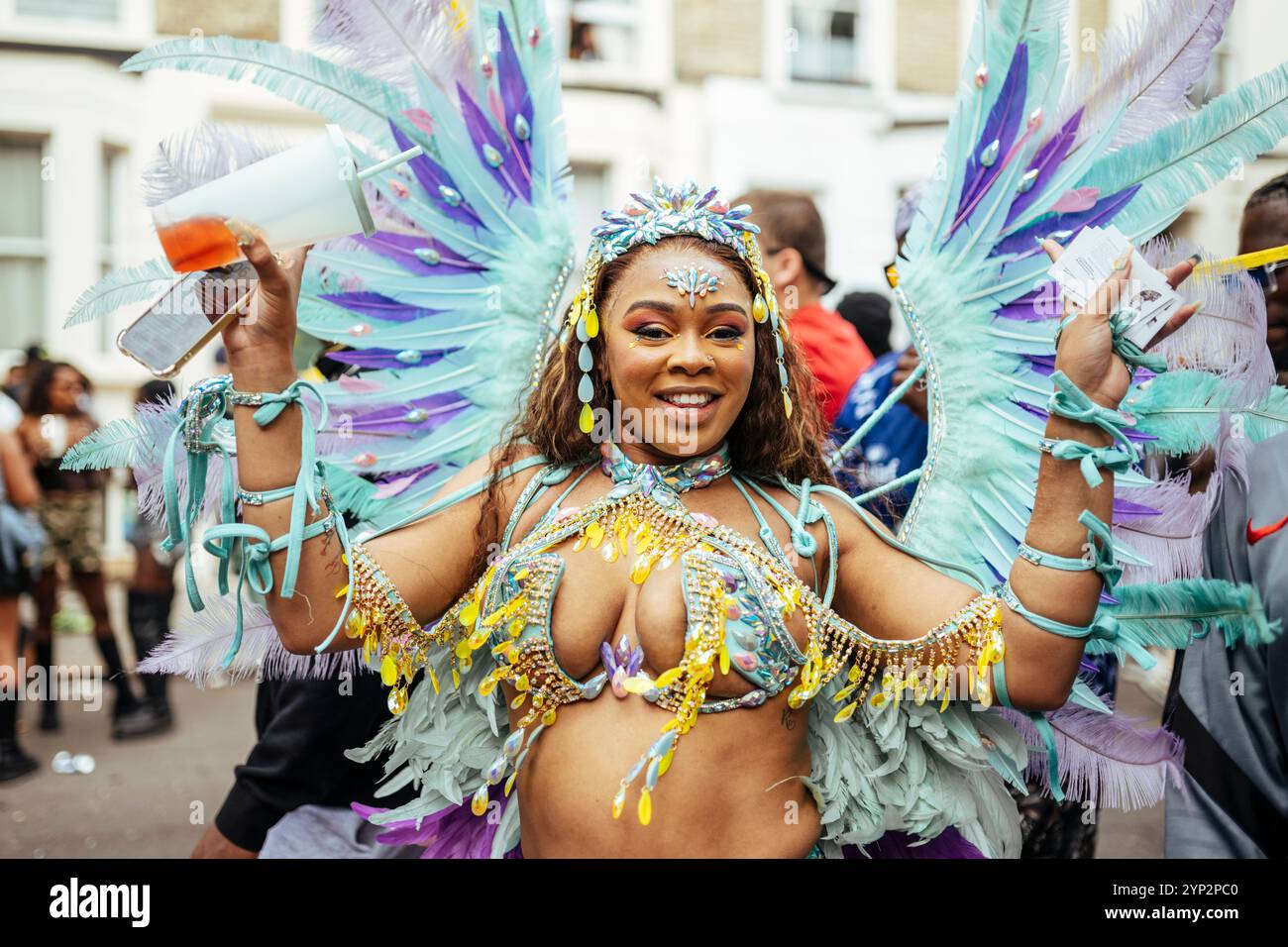 Notting Hill Carnival, Kensington, West London, Inghilterra, Regno Unito, Europa Foto Stock