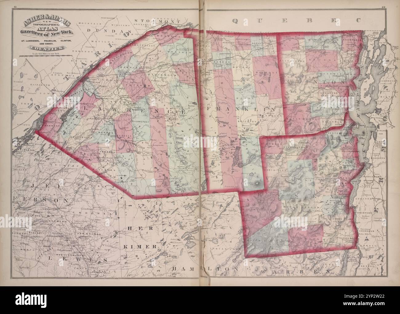 St. Lawrence, Franklin, Clinton e Essex nel 1871 Foto Stock