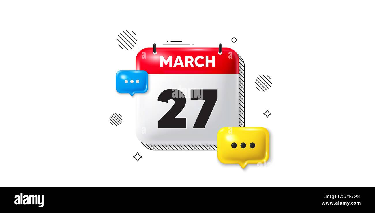 icona 27° giorno del mese. Data di pianificazione dell'evento. Icona della data del calendario del 3 marzo. Vettore Illustrazione Vettoriale