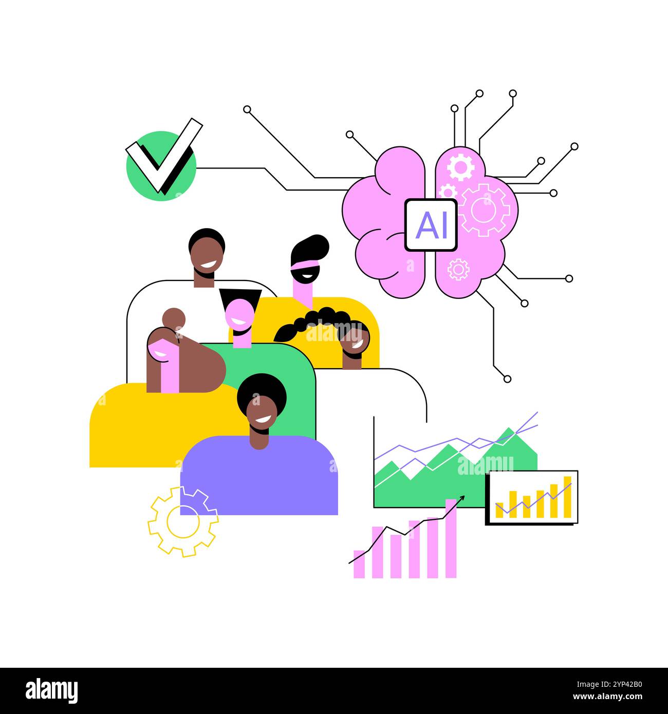 Illustrazione del vettore del concetto astratto basato sulla valutazione dell'impatto basata SULL'INTELLIGENZA ARTIFICIALE. Illustrazione Vettoriale
