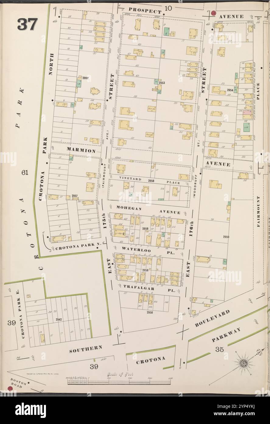 Bronx, V. 14, targa n. 37 [Mappa delimitata da Prospect Ave., Fairmount Place, Crotona Parkway, Crotona Parkway East] 1901 Foto Stock