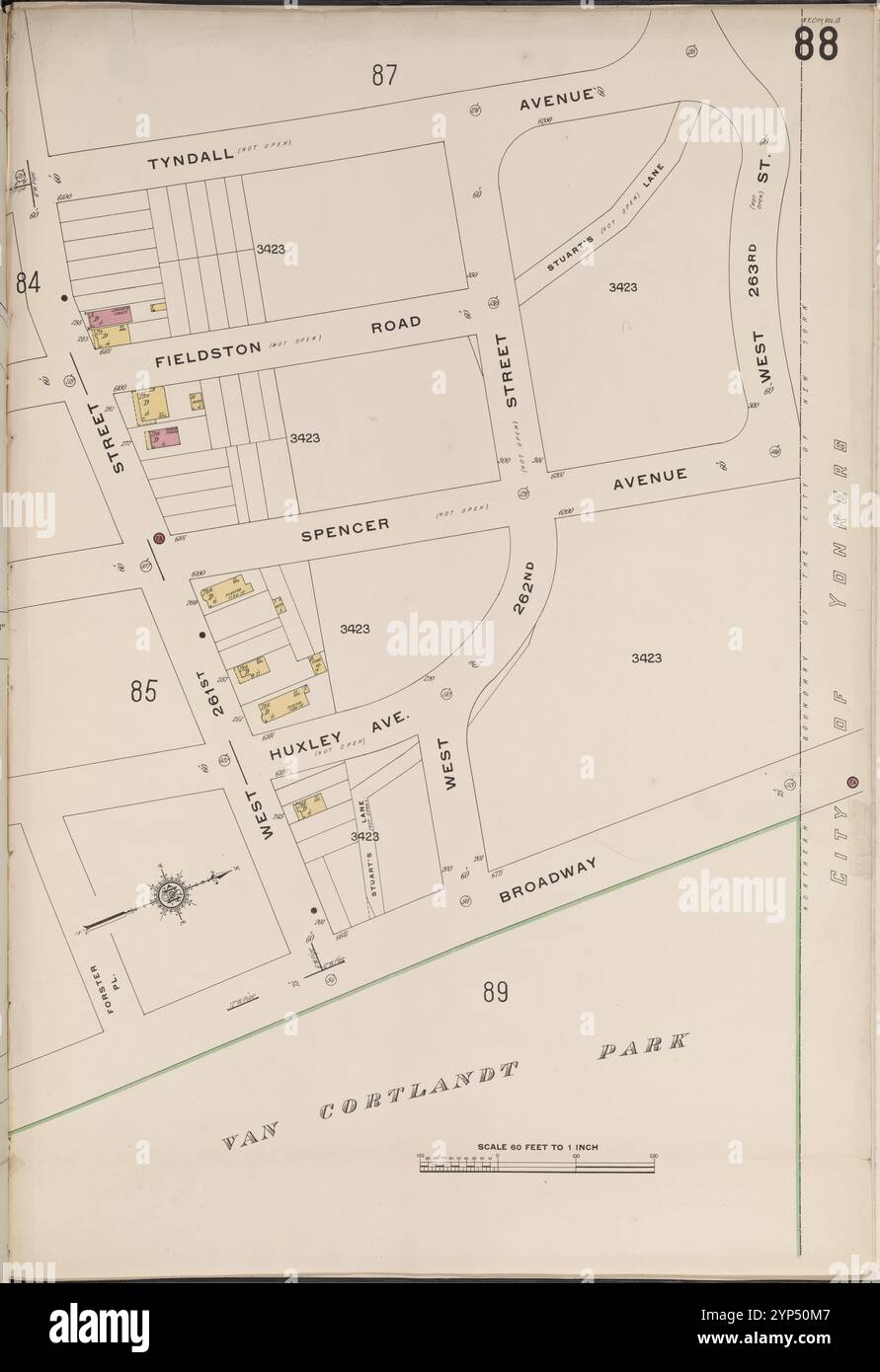 Bronx, V. 13, targa n. 88 [Mappa delimitata da Tyndall Ave., W. 263rd St., Broadway, Forster PL.] 1914 Foto Stock