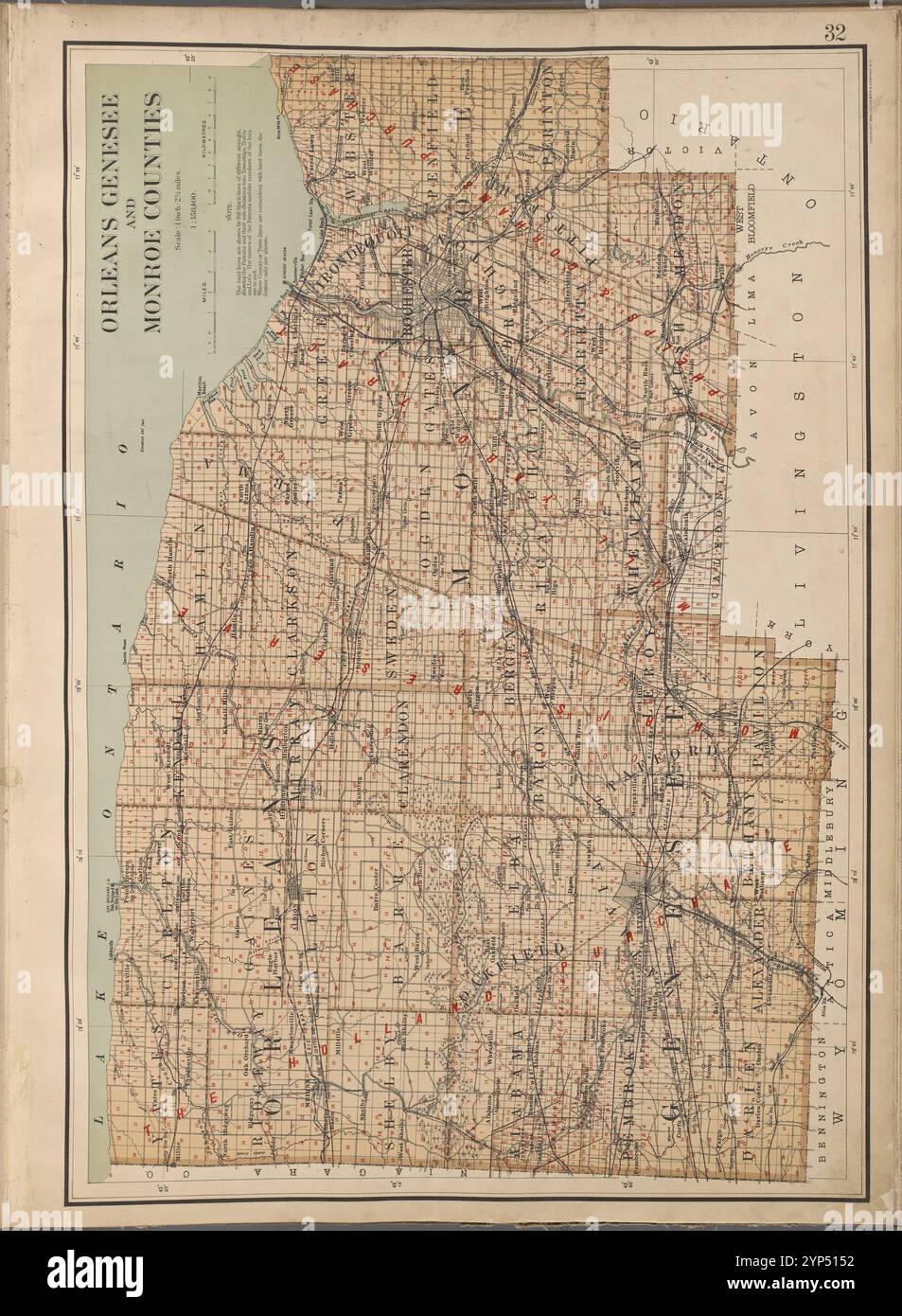 New York State, targa n. 32 [Mappa delle contee di Orleans, Genesee e Monroe] 1895 Foto Stock