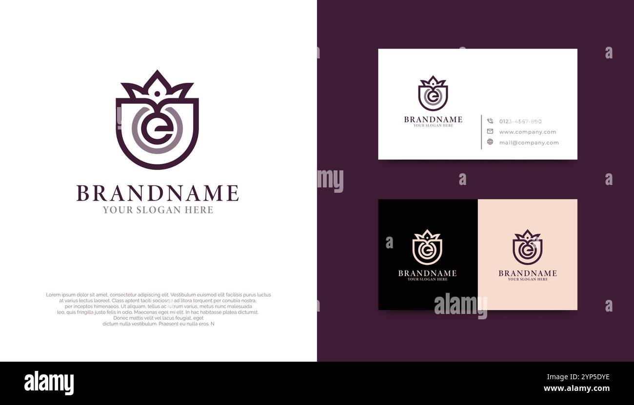 Logo lettera e monogramma Design con corona Illustrazione Vettoriale