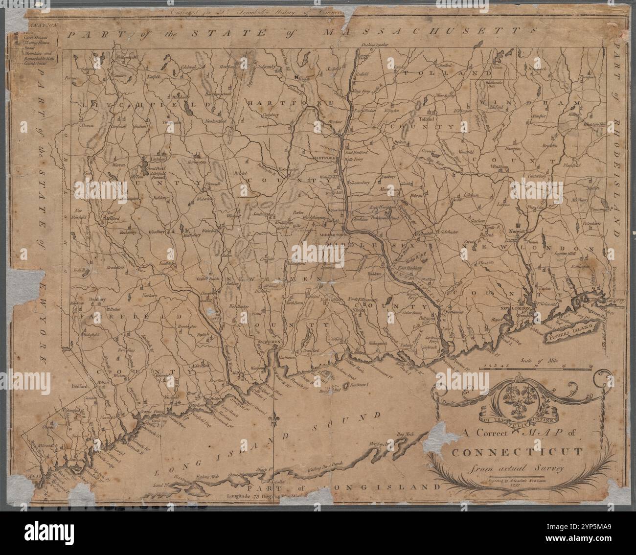 Una mappa corretta del Connecticut: Dall'attuale indagine 1797 di Doolittle, Amos, 1754-1832 Foto Stock