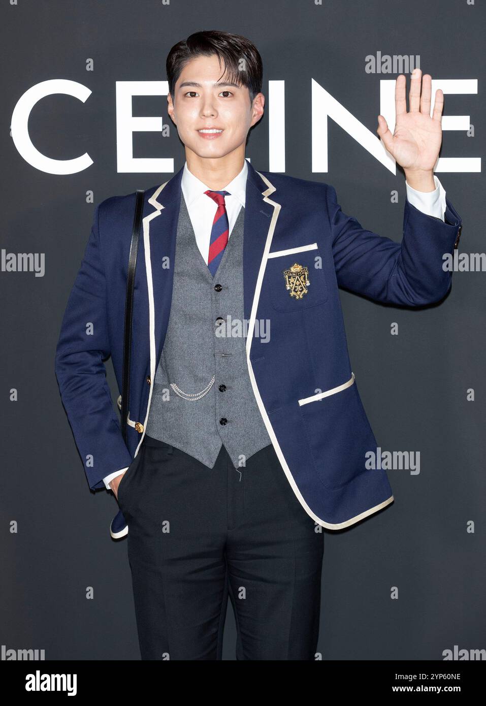 Seoul, Corea del Sud. 28 novembre 2024. L'attore sudcoreano Park Bo-gum partecipa a una chiamata fotografica per l'evento aperto di punta di Celine Cheongdam a Seoul, Corea del Sud, il 28 novembre 2024. (Foto di Lee Young-ho/Sipa USA) credito: SIPA USA/Alamy Live News Foto Stock