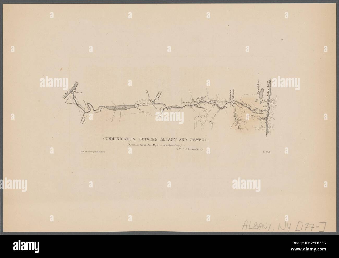 Comunicazione tra Albany e Oswego: (Dal Dewitt MSS. mappa, usata in Amer. Esercito) 1855 Foto Stock