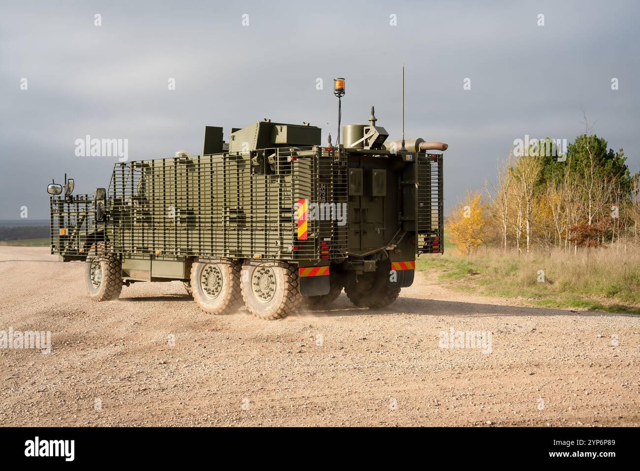 Primo piano di un veicolo di pattuglia protetto da Mastiff dell'esercito britannico Foto Stock