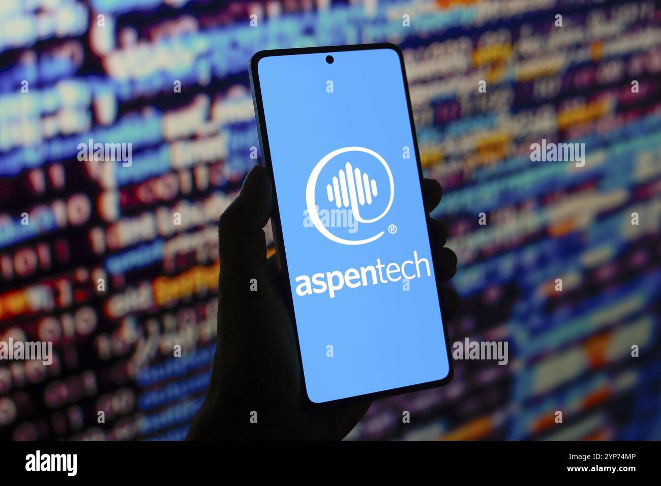 (AspenTech) viene visualizzato sullo schermo di uno smartphone Foto Stock