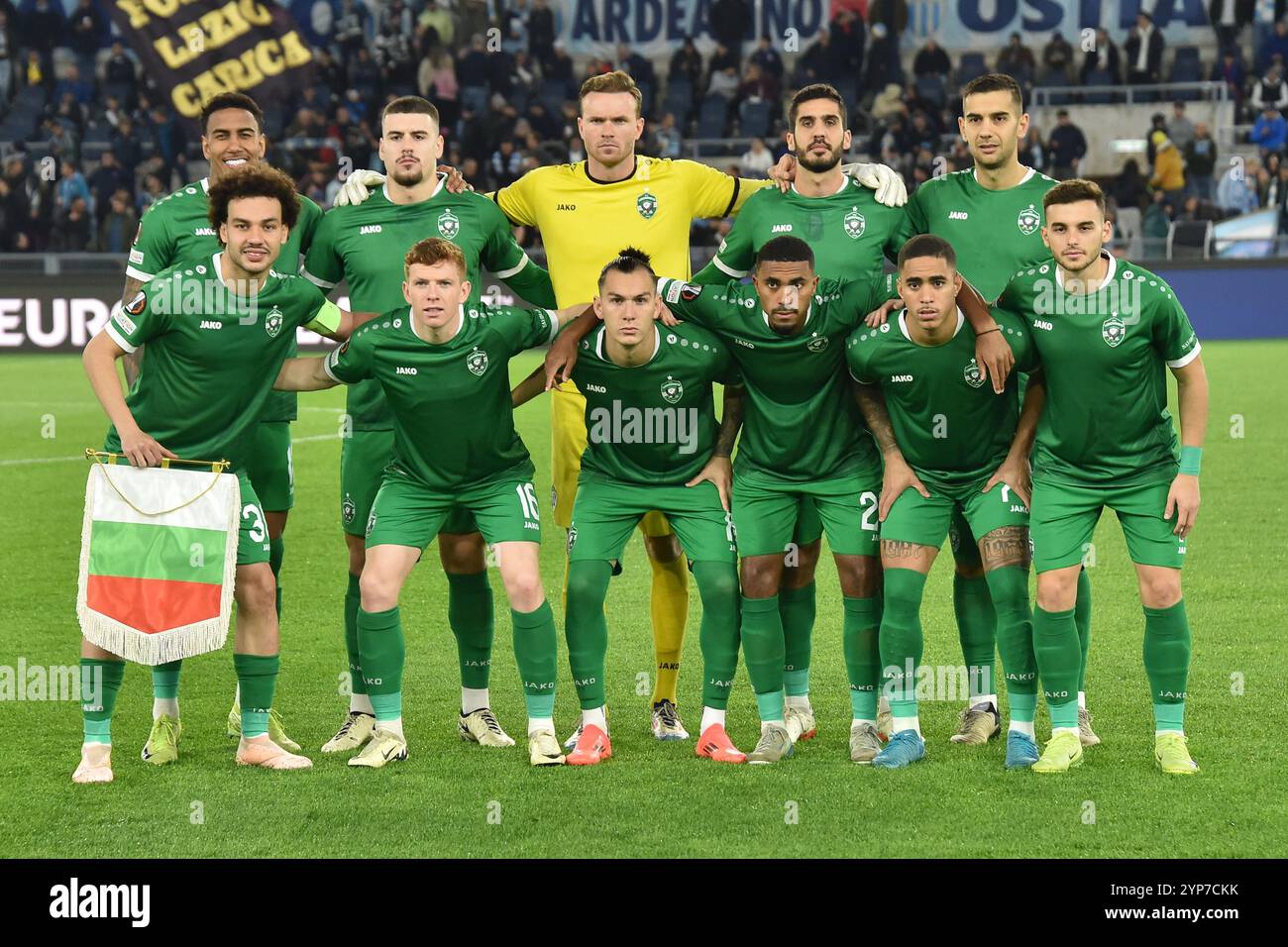 Roma, Lazio. 28 novembre 2024. I giocatori della squadra del Ludogorets Razgrad posano per una foto di gruppo durante il turno di qualificazione dell'Europa League - 5° tappa partita tra SS Lazio e FC Ludogorets allo stadio Olimpico, Italia, 28 novembre 2024. Credito: massimo insabato/Alamy Live News Foto Stock