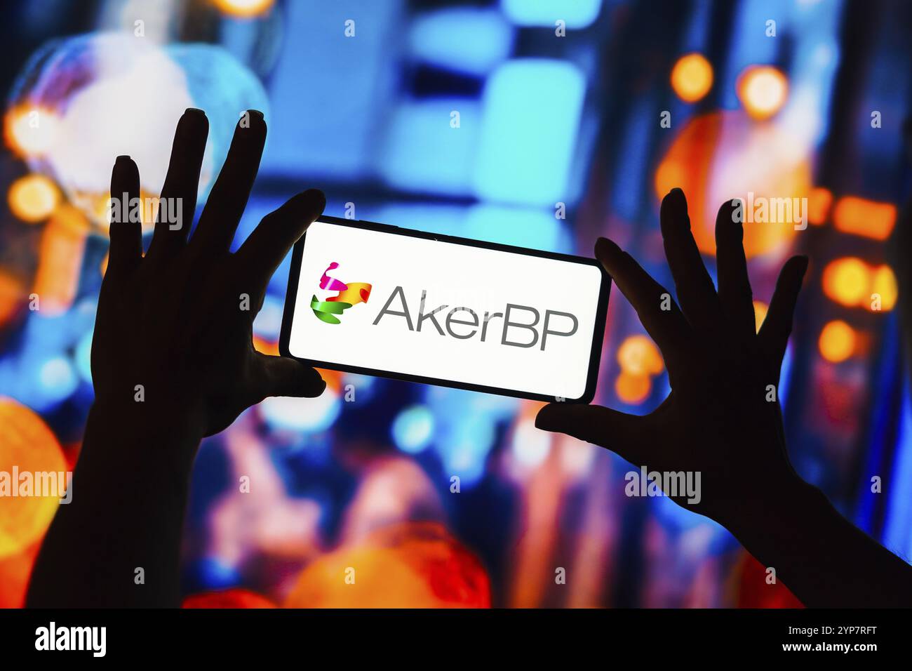 In questa immagine, il logo Aker BP ASA viene visualizzato su uno smartphone Foto Stock