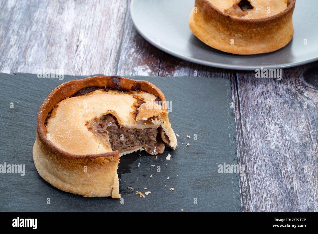 Torta di carne scozzese conosciuta come Scotch Pie Foto Stock
