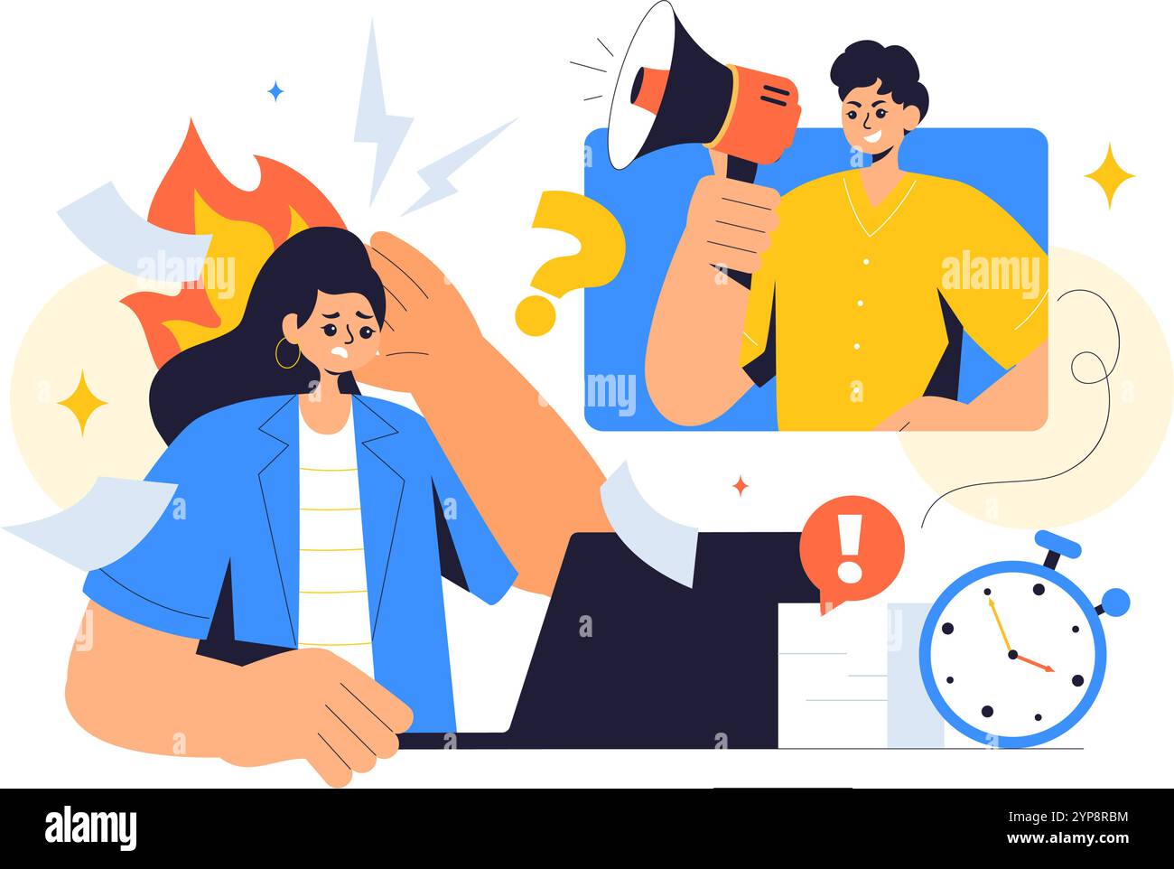Work Burnout Prevention Vector Illustration mettendo in evidenza i concetti di bruciatura emotiva, salute sul lavoro e sicurezza sul lavoro in un contesto piatto Illustrazione Vettoriale
