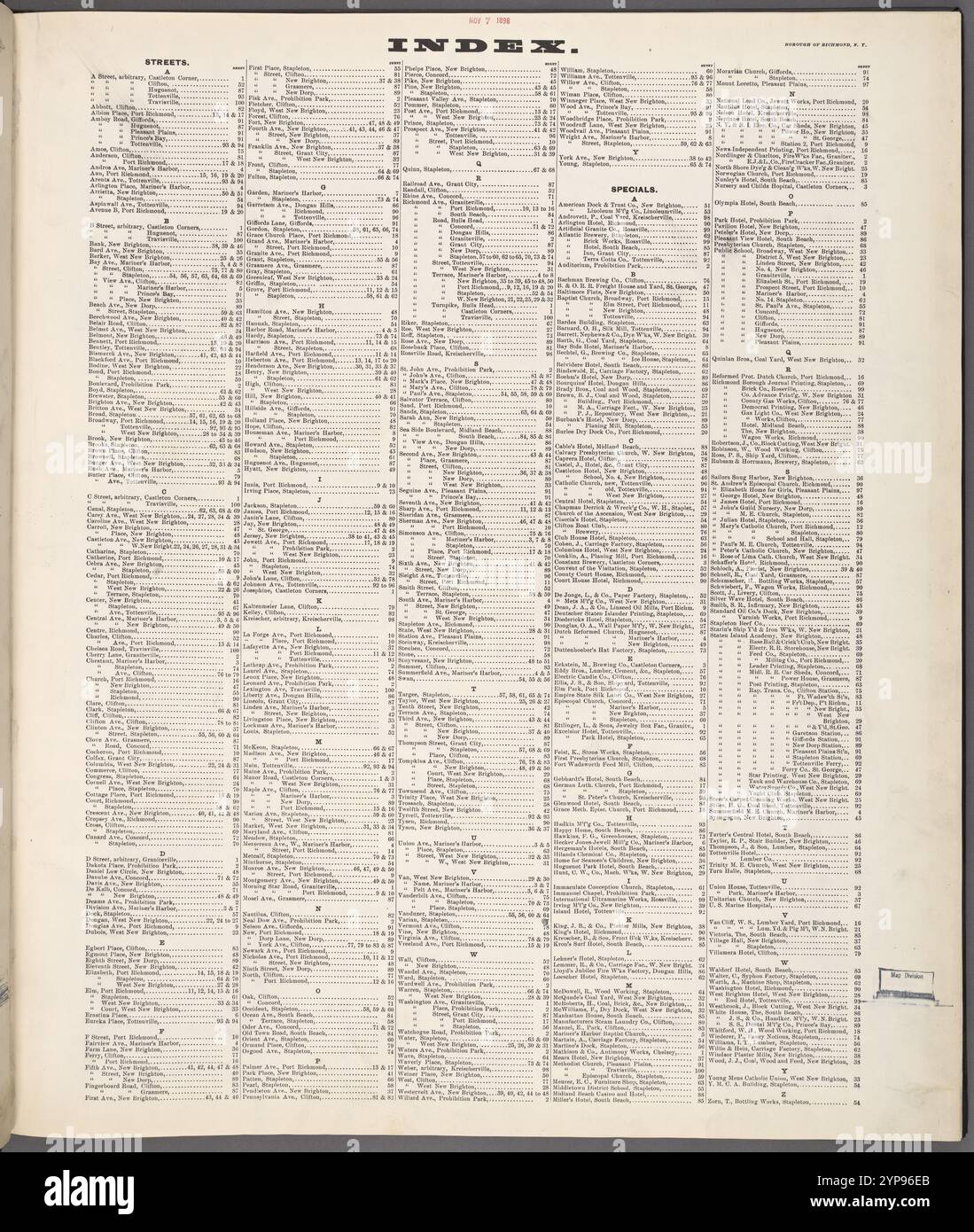Indice 1884 - 1936 Foto Stock