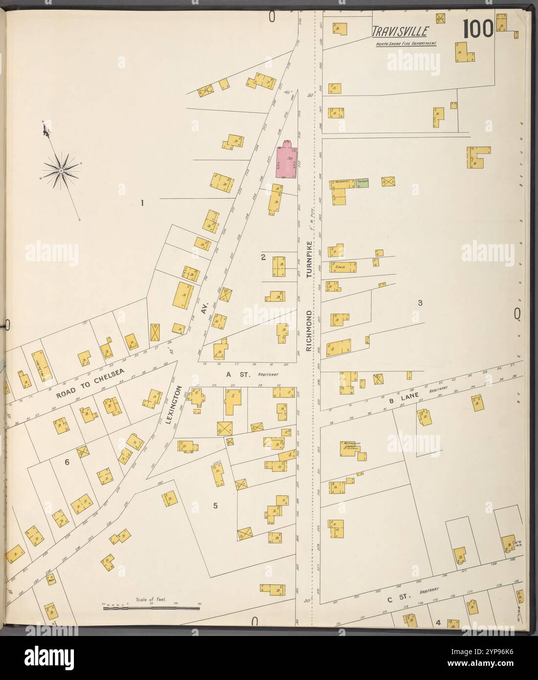 Richmond, targa n. 100 [Mappa delimitata da C St., Road to Chelsea] 1884 - 1936 Foto Stock