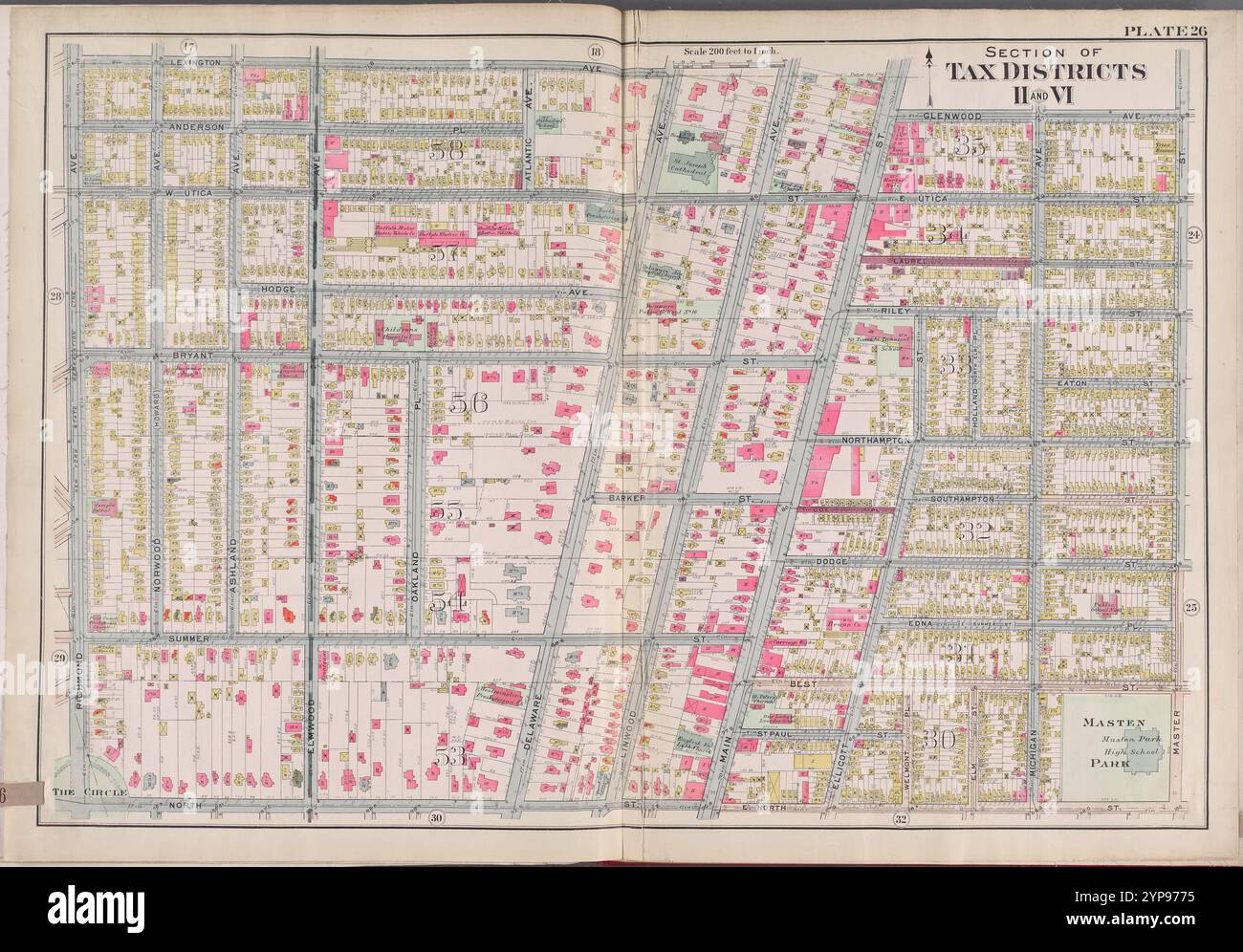 Buffalo, V. 1, Double Page Plate No.26 [Mappa delimitata da Lexington Ave., Glenwood Ave., Master St., E. North St., Richmond Ave.] 1915 Foto Stock