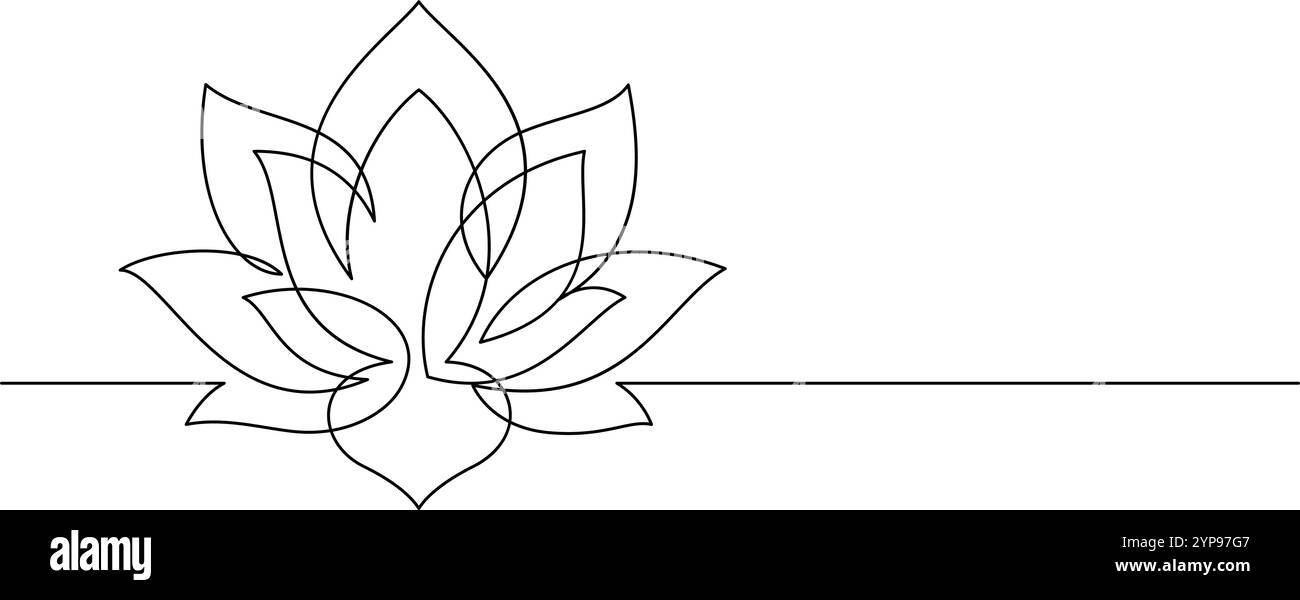 fiori di loto, arte minimalista, stile religioso, una linea continua Illustrazione Vettoriale