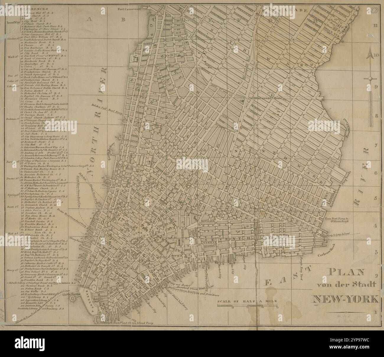 Plan von der Stadt New York. 1828 Foto Stock