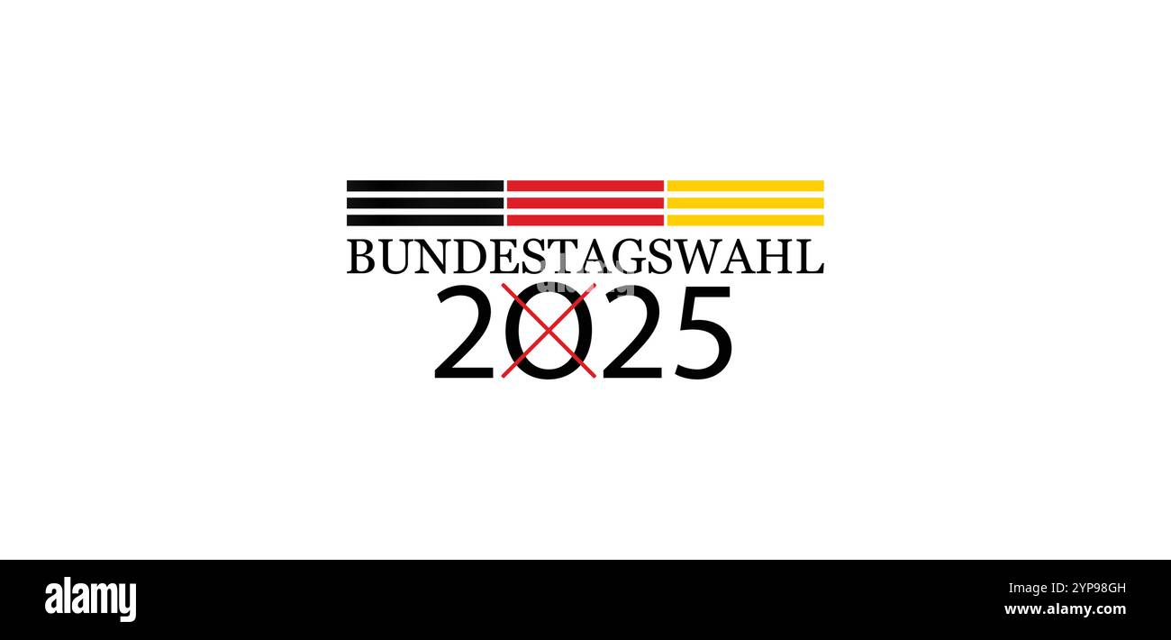 Previsioni e proiezioni Anteprima del Bundestagswahl 2025 il 23 febbraio Illustrazione Vettoriale