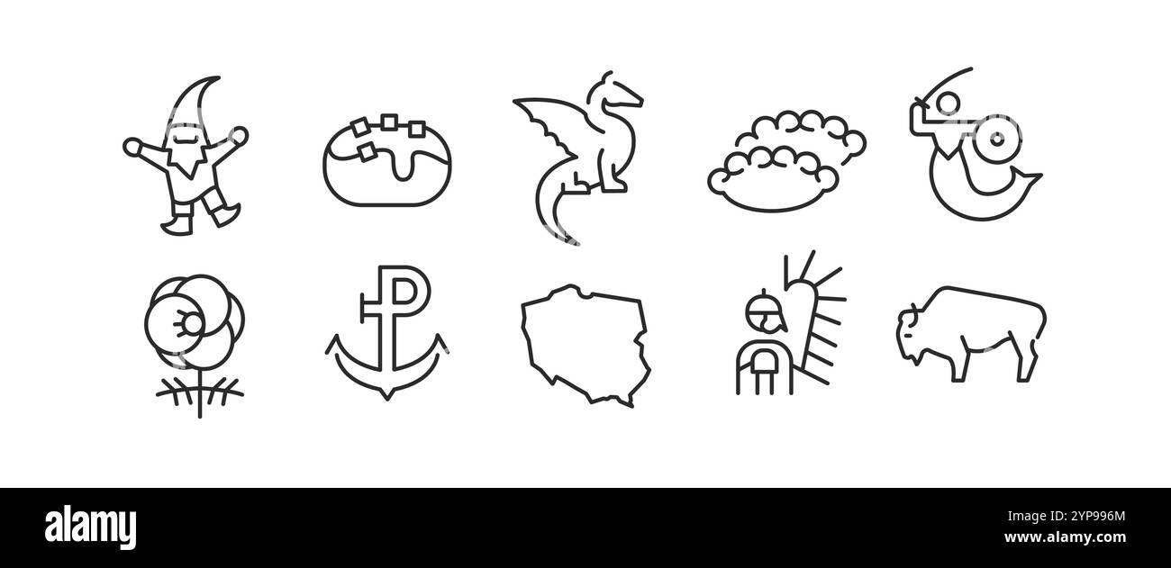 Set icone culturali della Polonia Illustrazione Vettoriale