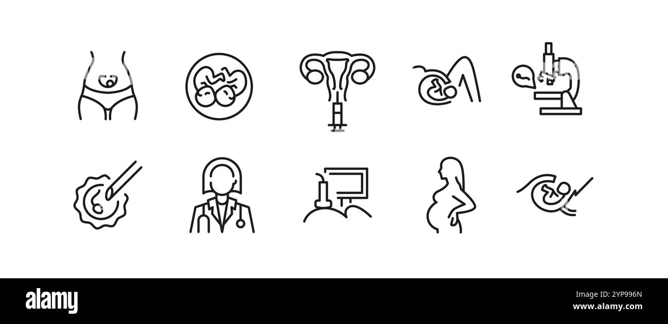 Set icone gravidanza Illustrazione Vettoriale