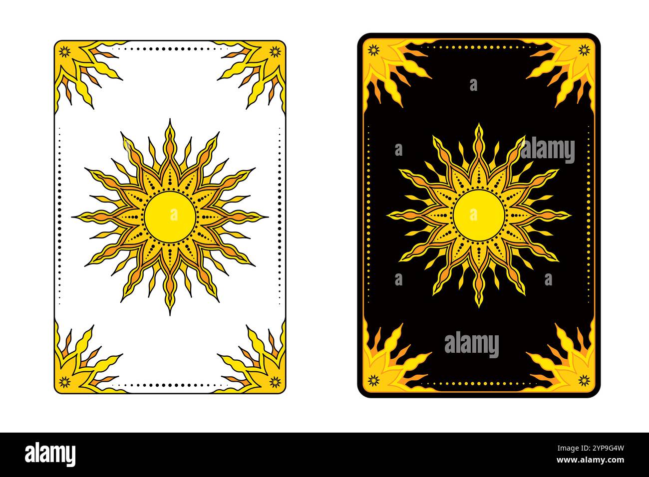 Tarot Card Sun in diverse varianti di design. Illustrazione Vettoriale