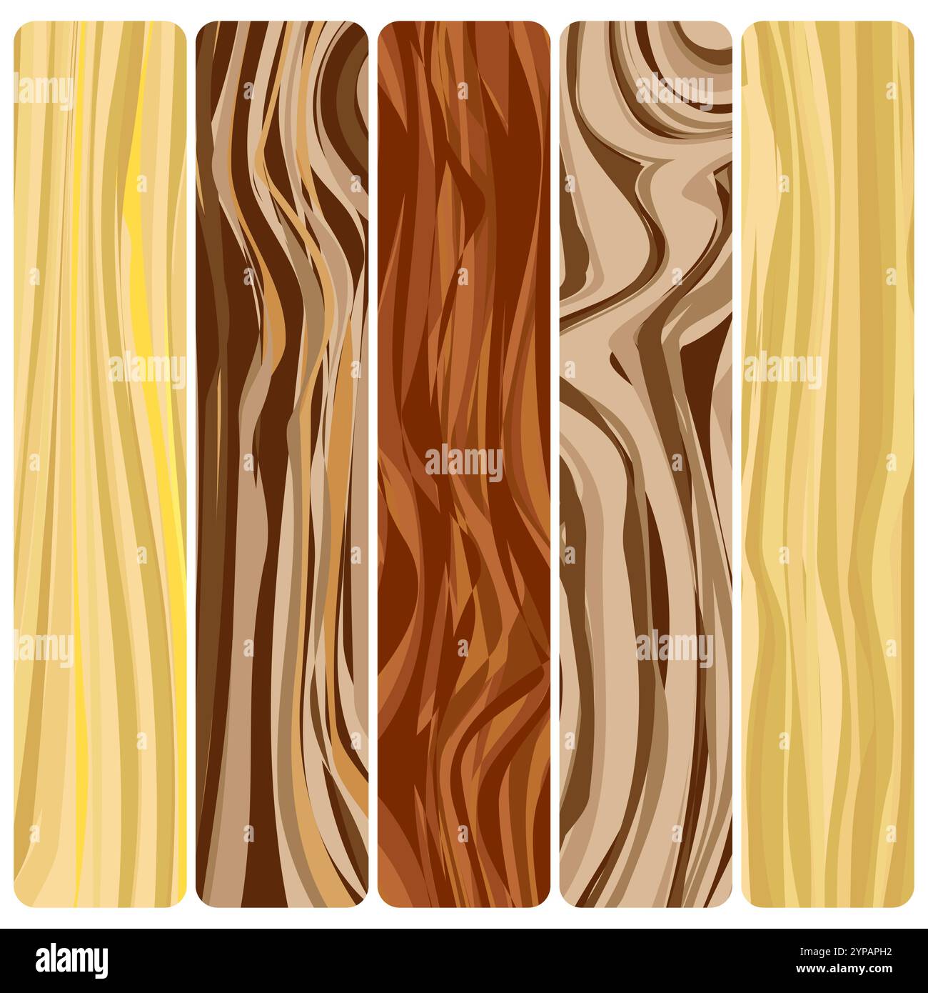 Cinque tavole di legno. Struttura in legno astratto vettoriale con design piatto. Illustrazione Vettoriale