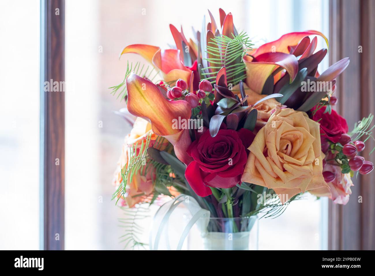 Elegante sfondo bouquet nuziale - ispirazione floreale per matrimoni Foto Stock