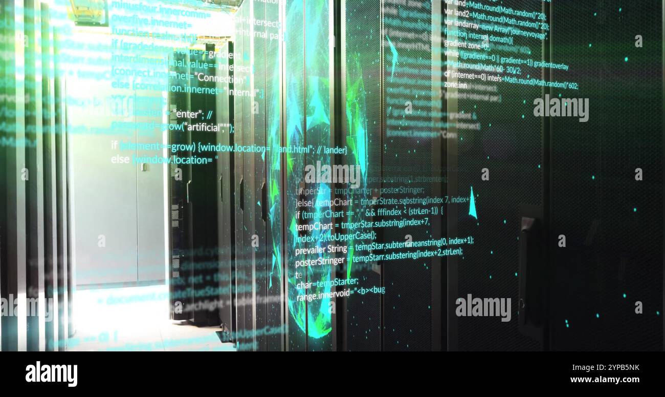 Immagine dell'elaborazione dei dati digitali su server di computer Foto Stock