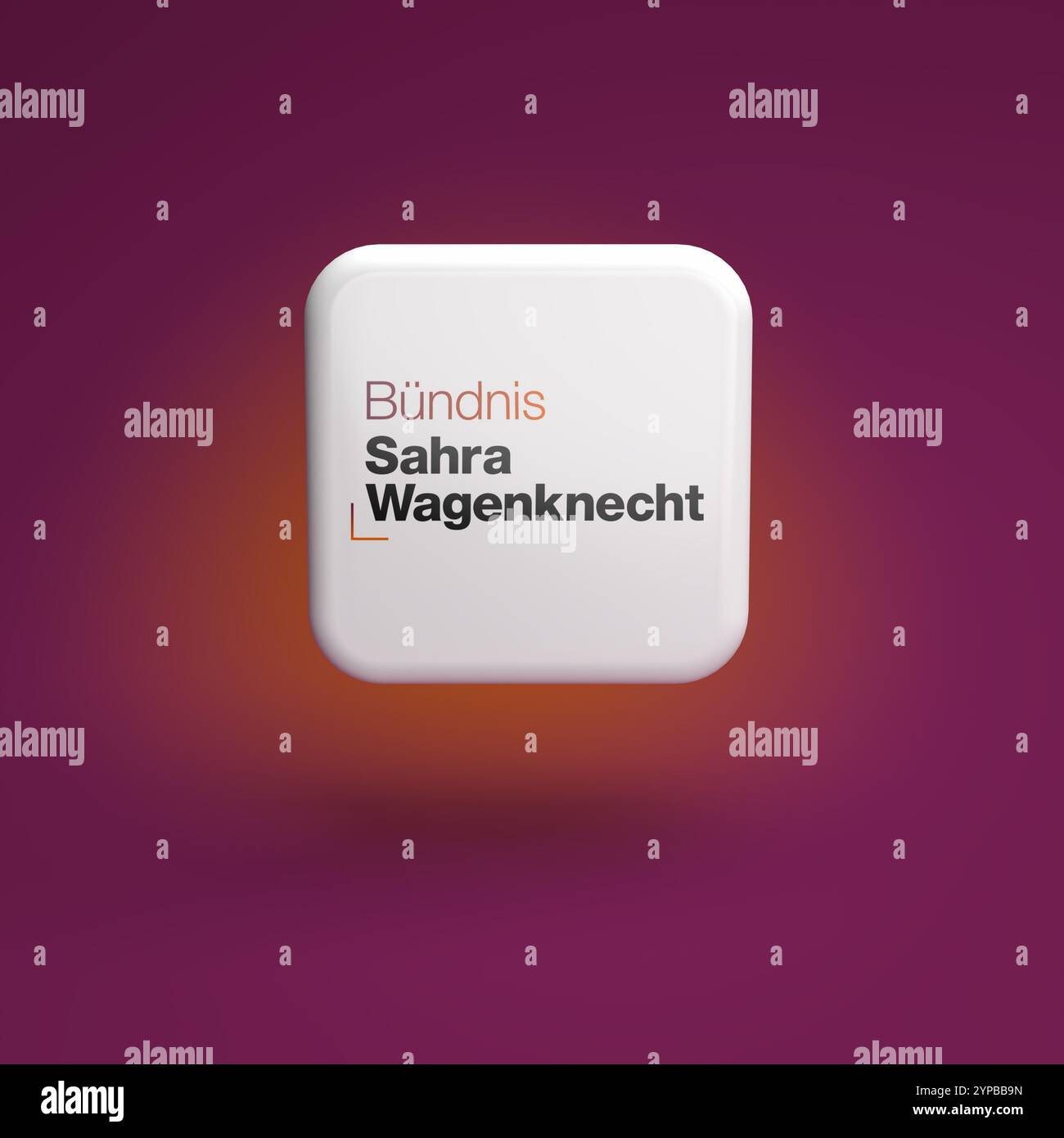 Logo del partito politico tedesco BSW (Bündnis Sarah Wagenknecht) su una tessera che si libra su uno sfondo senza cuciture. Foto Stock