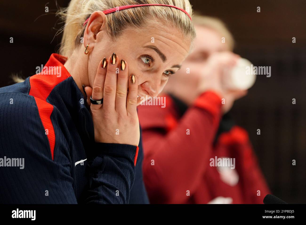 Lindsey Horan degli Stati Uniti durante una conferenza stampa al Tottenham Hotspur Training Ground, Londra. Data foto: Venerdì 29 novembre 2024. Foto Stock