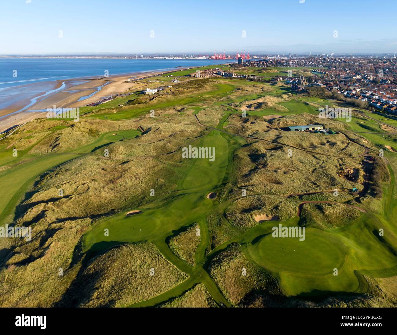 Leasowe golf links sulle dune di sabbia, Wirral Coast, Merseyside, Inghilterra Foto Stock