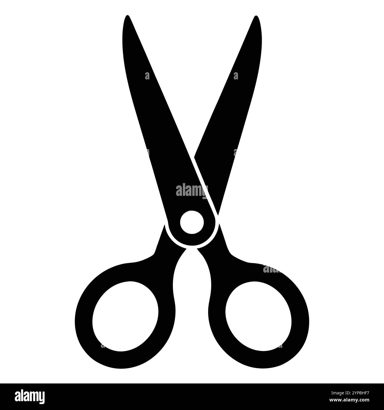 Icona forbici. Silhouette semplice di forbici aperte. Icona con il logo delle forbici. Illustrazione vettoriale di stock isolata su sfondo bianco. Illustrazione Vettoriale