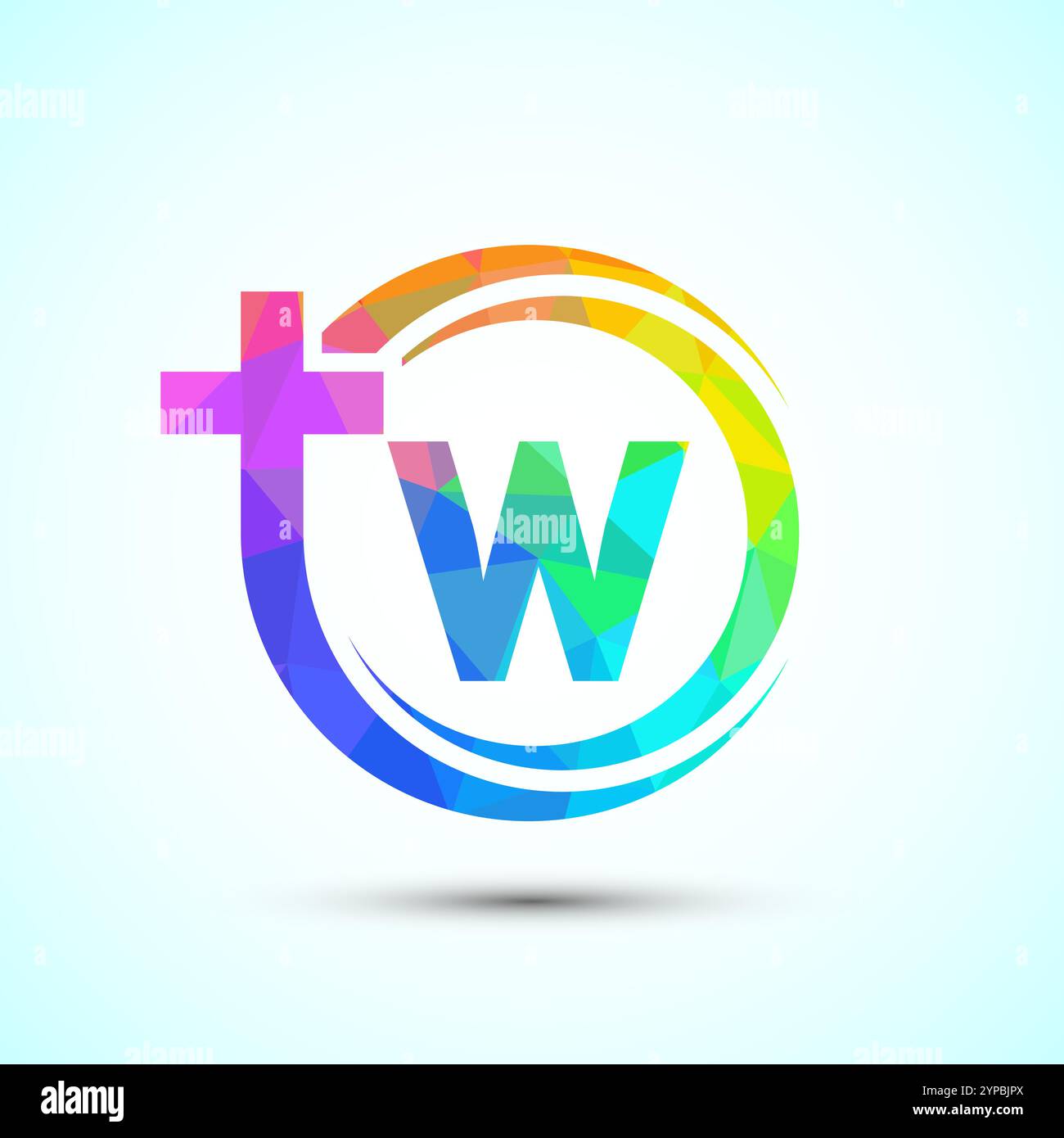 Alfabeto inglese con simbolo a croce. La croce del logo di Gesù per la chiesa cristiana Illustrazione Vettoriale