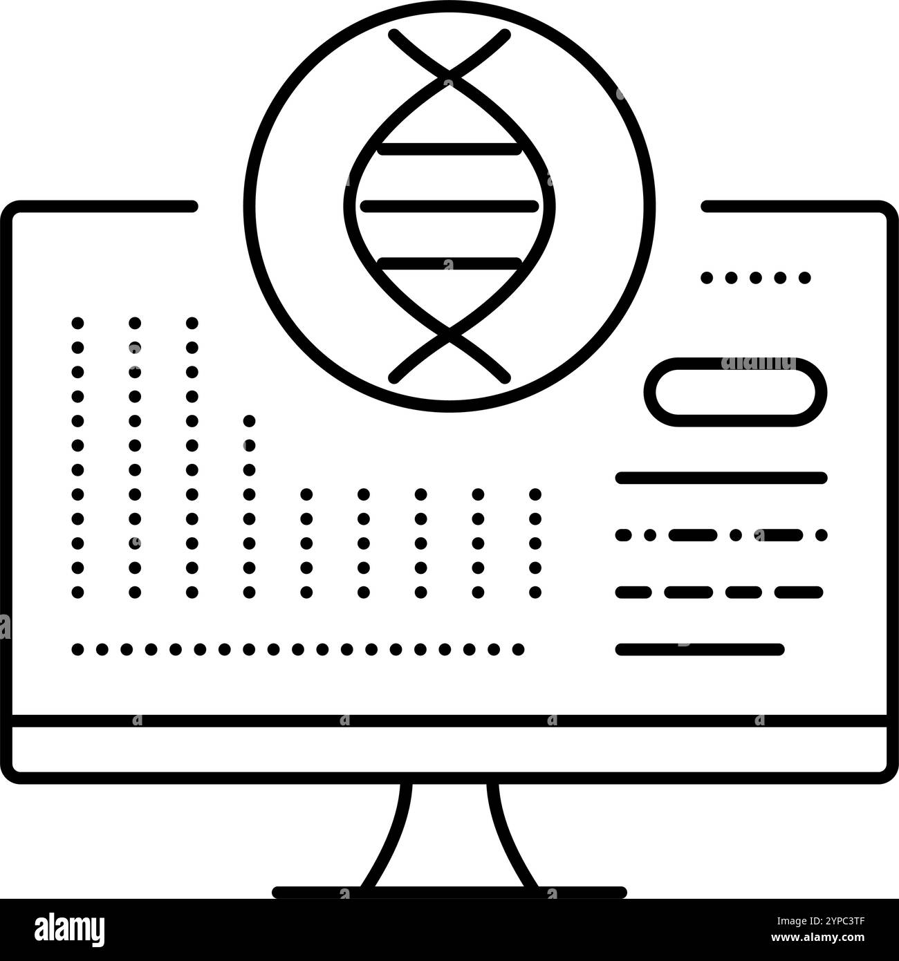 illustrazione vettoriale dell'icona della linea di crittografia bioinformatica Illustrazione Vettoriale