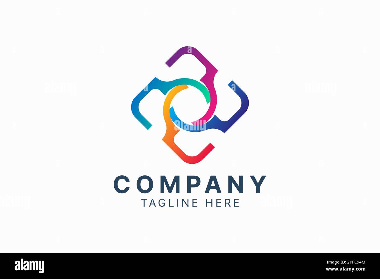 Design astratto del logo della fotocamera a colori modello di illustrazione vettoriale per il business della fotografia digitale. Illustrazione Vettoriale