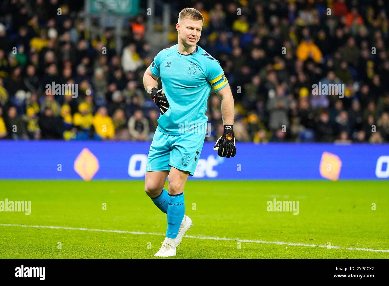 Broendby, Danimarca. 29 novembre 2024. Broendby IF moeder AAB i Superligaen paa Broendby Stadion fredag den 29. novembre 2024 credito: Ritzau/Alamy Live News Foto Stock