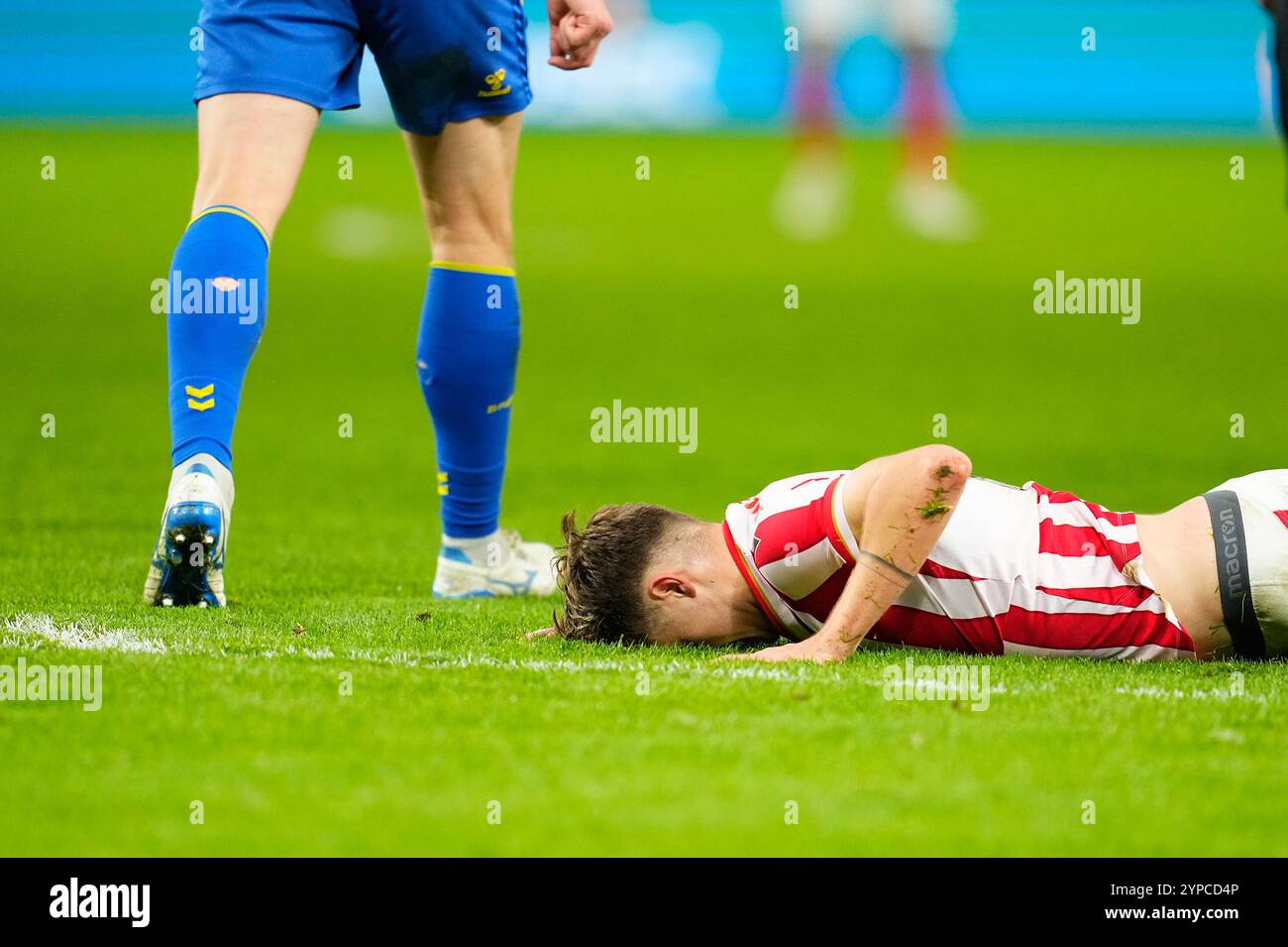 Broendby, Danimarca. 29 novembre 2024. Broendby IF moeder AAB i Superligaen paa Broendby Stadion fredag den 29. novembre 2024 credito: Ritzau/Alamy Live News Foto Stock