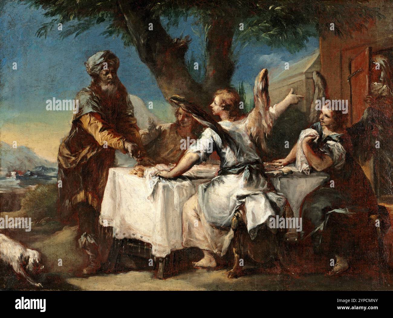 Abraham accoglie i tre Angeli di Francesco guardi nel 1750 Foto Stock