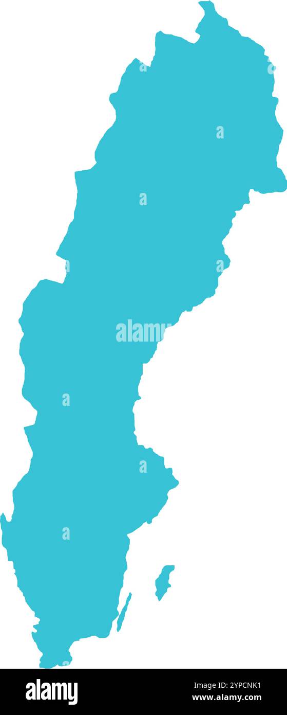 MAPPA della Svezia in blu, confine nazionale, mappa della Svezia, linea di confine della Svezia, mappa geografica Illustrazione Vettoriale