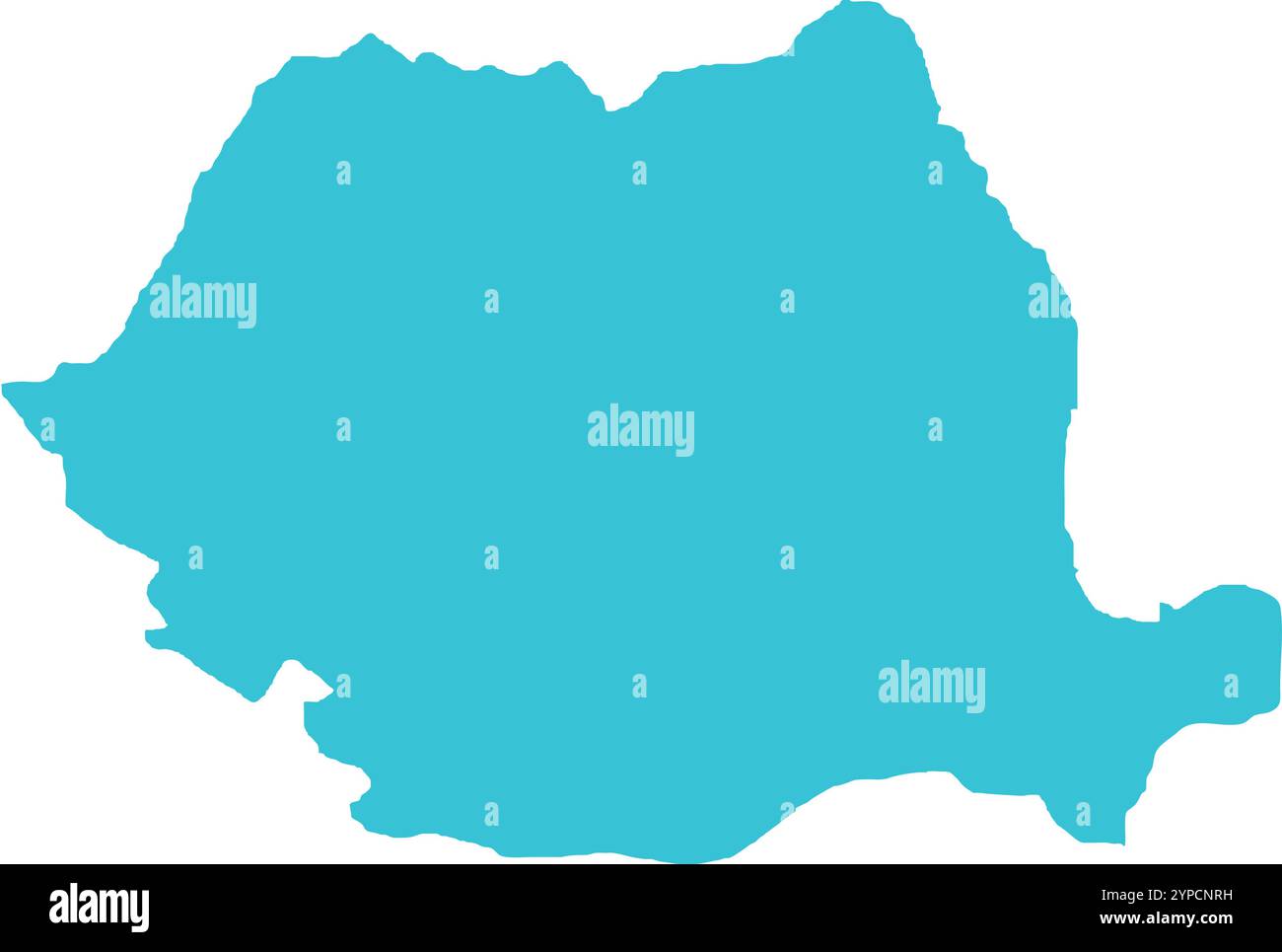 MAPPA della Romania in blu, confine nazionale, mappa della Romania, linea di confine della Romania, mappa geografica Illustrazione Vettoriale